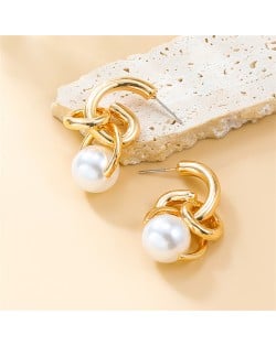 U. S. Fashion Accessories Vintage Alloy Pearl Wholesale Earrings - Golden