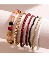 Multi-layer Mini Beads Bohemian Street Fashion Women Wholesale Costume Bracelets - Red