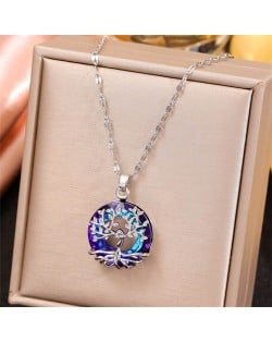 Cubic Zirconia Lucky Tree Design Women Platinum Wholesale Costume Necklace