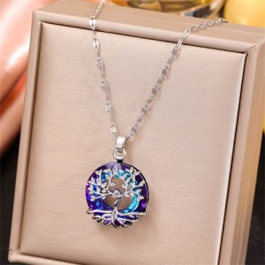 Cubic Zirconia Lucky Tree Design Women Platinum Wholesale Costume Necklace