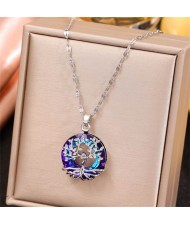 Cubic Zirconia Lucky Tree Design Women Platinum Wholesale Costume Necklace