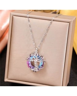 Crystal Fortune Tree Platinum Wholesale Costume Necklace