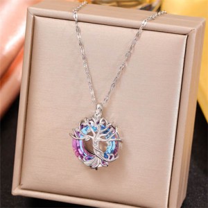 Crystal Fortune Tree Platinum Wholesale Costume Necklace