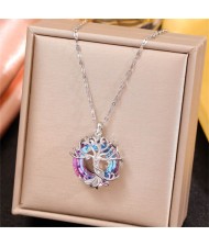 Crystal Fortune Tree Platinum Wholesale Costume Necklace
