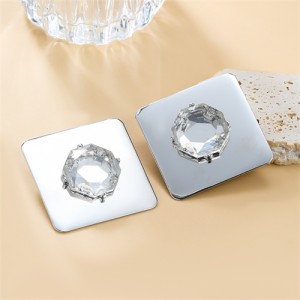 Square Shape Deaign Rhinestone Decorated Bright Surface Alloy Women Wholesale Costume Earrings - Silver