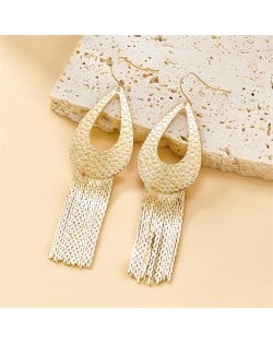 Fashion Exaggerated Design Woter Drop with Long Alloy Tassel Women Wholesale Earrings