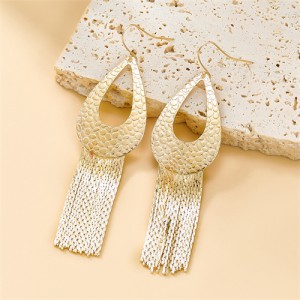 Fashion Exaggerated Design Woter Drop with Long Alloy Tassel Women Wholesale Earrings