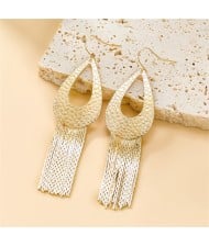 Fashion Exaggerated Design Woter Drop with Long Alloy Tassel Women Wholesale Earrings