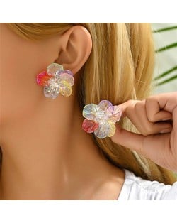 Colorful Acrylic Flower Shining Design Wholesale Fashion Earrings