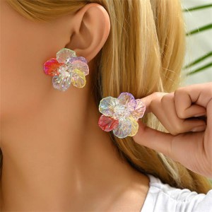Colorful Acrylic Flower Shining Design Wholesale Fashion Earrings