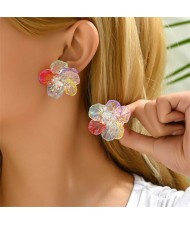 Colorful Acrylic Flower Shining Design Wholesale Fashion Earrings