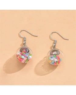 Colorful Stars Inlaid Transparent Dangle Balls Design Wholesale Women Fashion Earrings