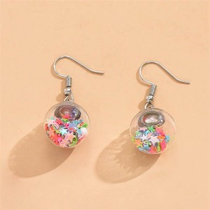 Colorful Stars Inlaid Transparent Dangle Balls Design Wholesale Women Fashion Earrings