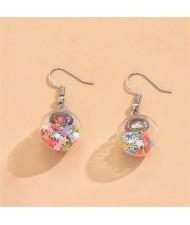 Colorful Stars Inlaid Transparent Dangle Balls Design Wholesale Women Fashion Earrings