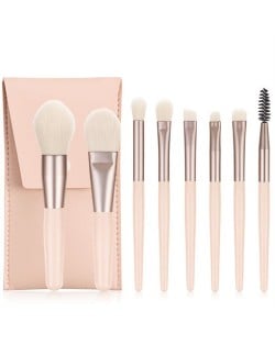 8 Pieces Set High Quality Candy Color Wholesale Makeup Brushes - Apricot