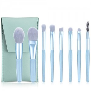 8 Pieces Set High Quality Candy Color Wholesale Makeup Brushes - Blue