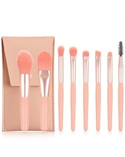 8 Pieces Set High Quality Candy Color Wholesale Makeup Brushes - Pink