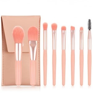 8 Pieces Set High Quality Candy Color Wholesale Makeup Brushes - Pink
