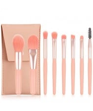 8 Pieces Set High Quality Candy Color Wholesale Makeup Brushes - Pink