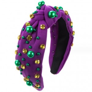 Pearl and Rhinestone Embellished Jewel Fashion Wholesale Headband Craft Baroque Style Hairhoop - Purple