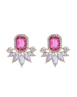 Rhinestone Royal Fashion Flower Design Wholesale Costume Earrings - Rose