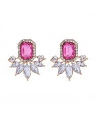 Rhinestone Royal Fashion Flower Design Wholesale Costume Earrings - Rose