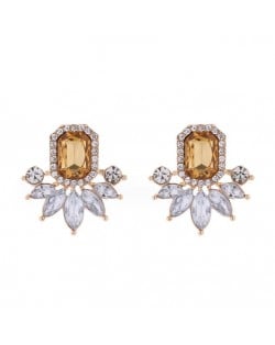 Rhinestone Royal Fashion Flower Design Wholesale Costume Earrings - Champagne