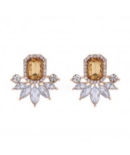 Rhinestone Royal Fashion Flower Design Wholesale Costume Earrings - Champagne