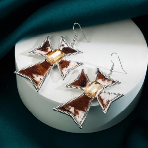 Vintage Creative Design Glass Drill Decorated Cross Wholesale Fashion Dangle Earrings - Coffee
