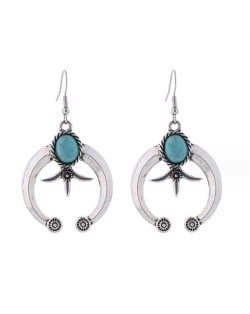 Geometric Fashion Turquoise Floral Design Wholesale Party Costume Earrings