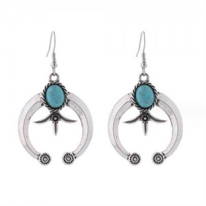 Geometric Fashion Turquoise Floral Design Wholesale Party Costume Earrings