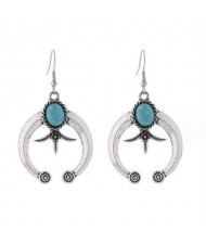 Geometric Fashion Turquoise Floral Design Wholesale Party Costume Earrings