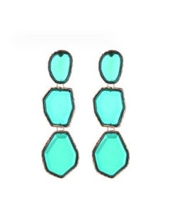 Irregular Geometric Resin Gem Combo Dangle Design Wholesale Party Fashion Earrings - Green