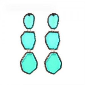 Irregular Geometric Resin Gem Combo Dangle Design Wholesale Party Fashion Earrings - Green