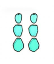 Irregular Geometric Resin Gem Combo Dangle Design Wholesale Party Fashion Earrings - Green