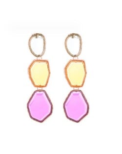 Irregular Geometric Resin Gem Combo Dangle Design Wholesale Party Fashion Earrings - Multicolor