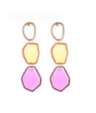 Irregular Geometric Resin Gem Combo Dangle Design Wholesale Party Fashion Earrings - Multicolor