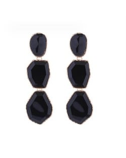 Irregular Geometric Resin Gem Combo Dangle Design Wholesale Party Fashion Earrings - Black