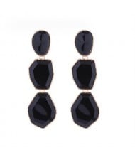 Irregular Geometric Resin Gem Combo Dangle Design Wholesale Party Fashion Earrings - Black