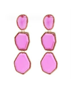 Irregular Geometric Resin Gem Combo Dangle Design Wholesale Party Fashion Earrings - Violet