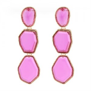 Irregular Geometric Resin Gem Combo Dangle Design Wholesale Party Fashion Earrings - Violet