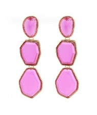 Irregular Geometric Resin Gem Combo Dangle Design Wholesale Party Fashion Earrings - Violet