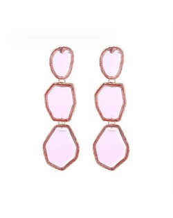 Irregular Geometric Resin Gem Combo Dangle Design Wholesale Party Fashion Earrings - Pink