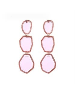 Irregular Geometric Resin Gem Combo Dangle Design Wholesale Party Fashion Earrings - Pink