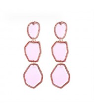 Irregular Geometric Resin Gem Combo Dangle Design Wholesale Party Fashion Earrings - Pink