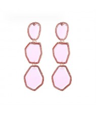 Irregular Geometric Resin Gem Combo Dangle Design Wholesale Party Fashion Earrings - Pink