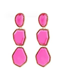 Irregular Geometric Resin Gem Combo Dangle Design Wholesale Party Fashion Earrings - Rose