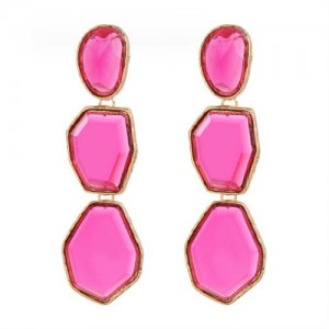 Irregular Geometric Resin Gem Combo Dangle Design Wholesale Party Fashion Earrings - Rose