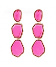 Irregular Geometric Resin Gem Combo Dangle Design Wholesale Party Fashion Earrings - Rose