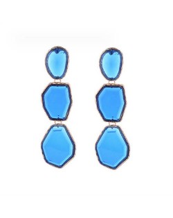 Irregular Geometric Resin Gem Combo Dangle Design Wholesale Party Fashion Earrings - Blue